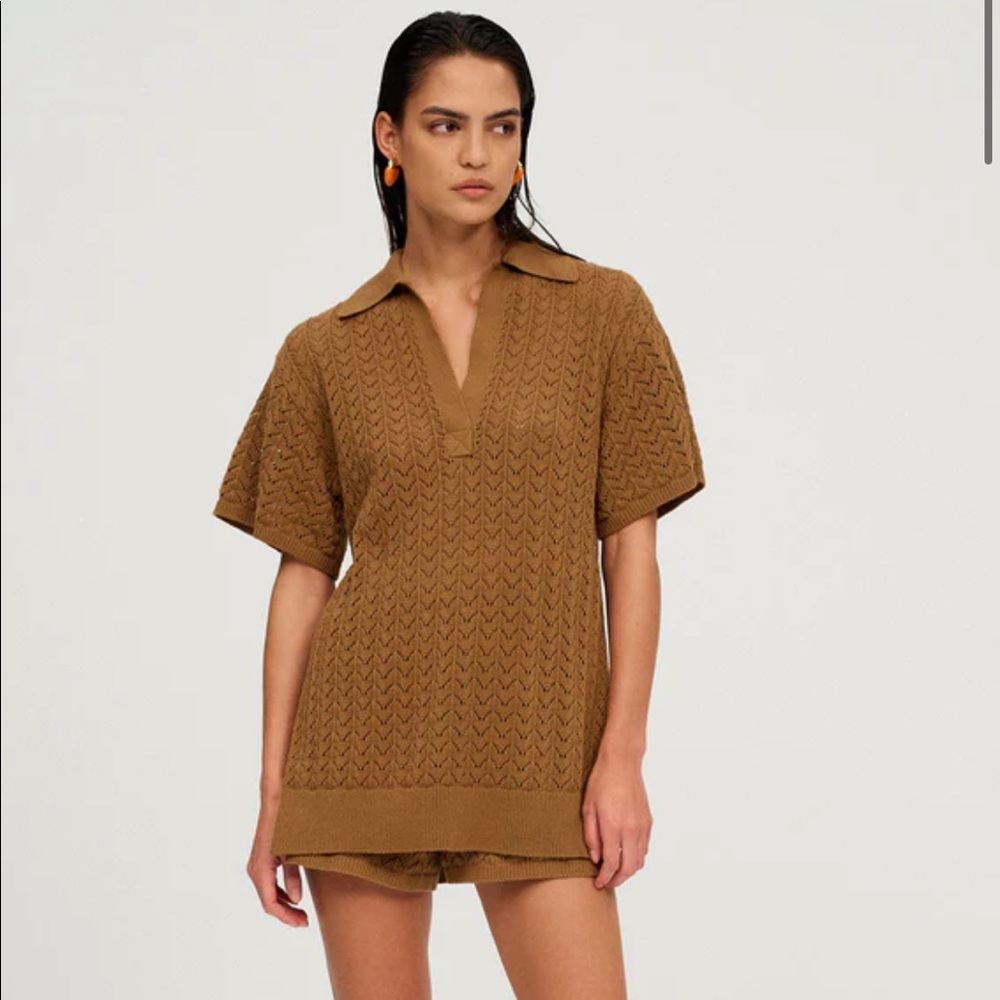 NWT Shona Joy Mikala Crochet Polo Top and Shorts